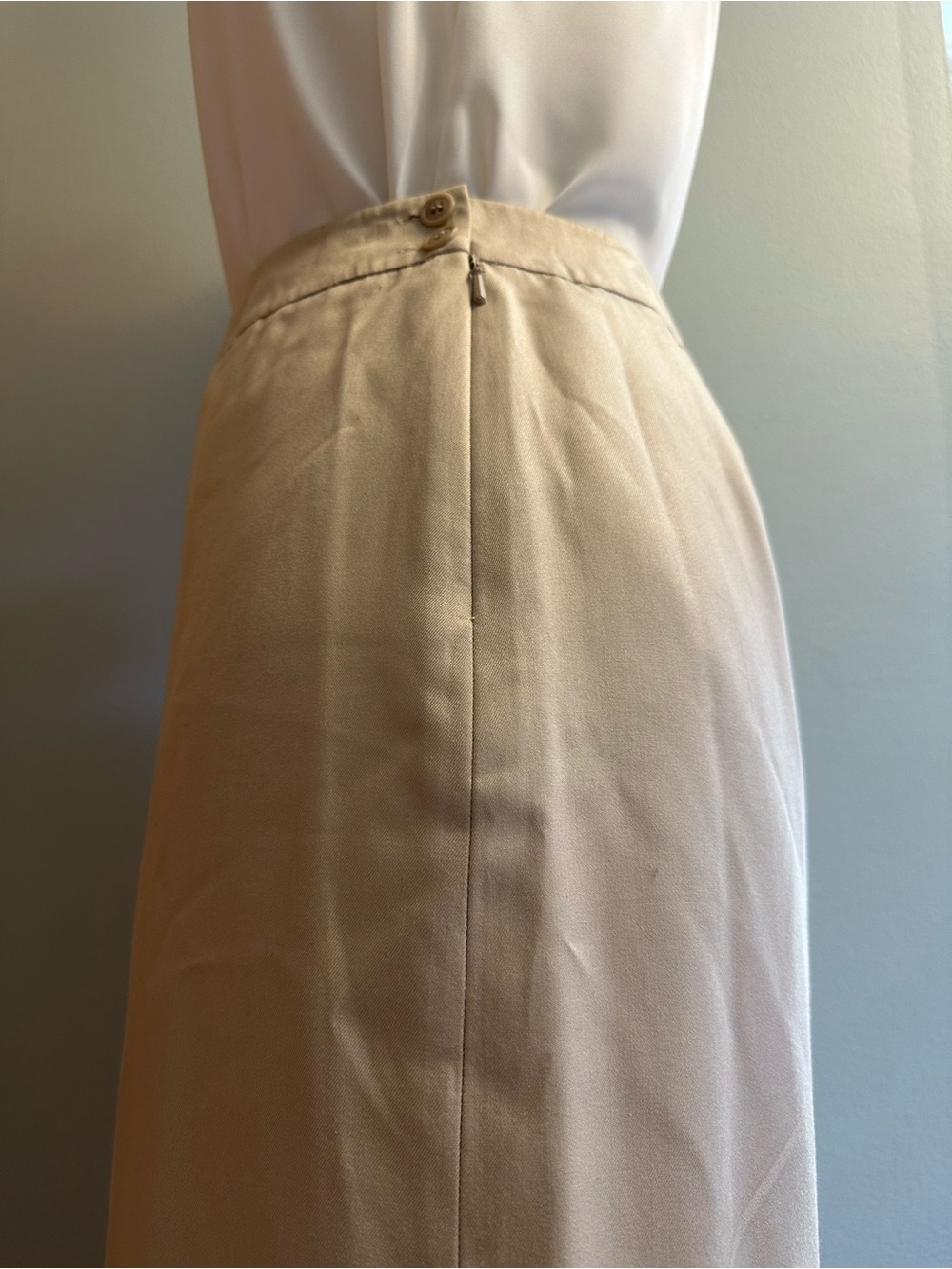 Vintage Talbots Silk Khaki Long Skirt - Picture 6 of 12